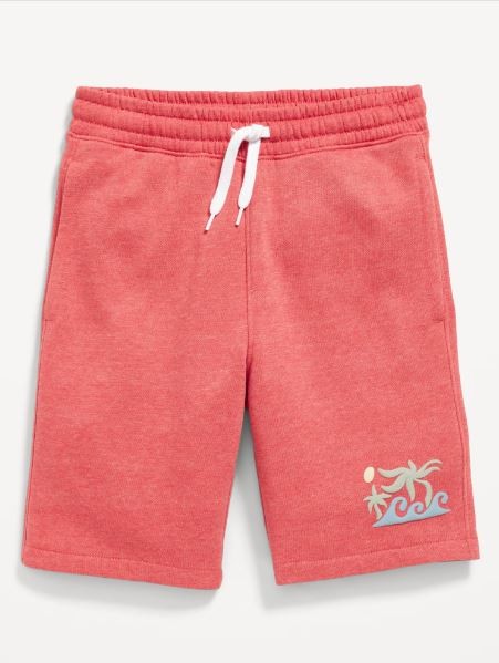 Red Fleece Jogger Shorts for Boys (At Knee)